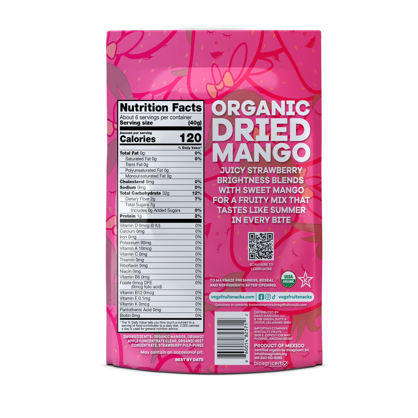 Organic Dried Mango Infused with Strawberry
