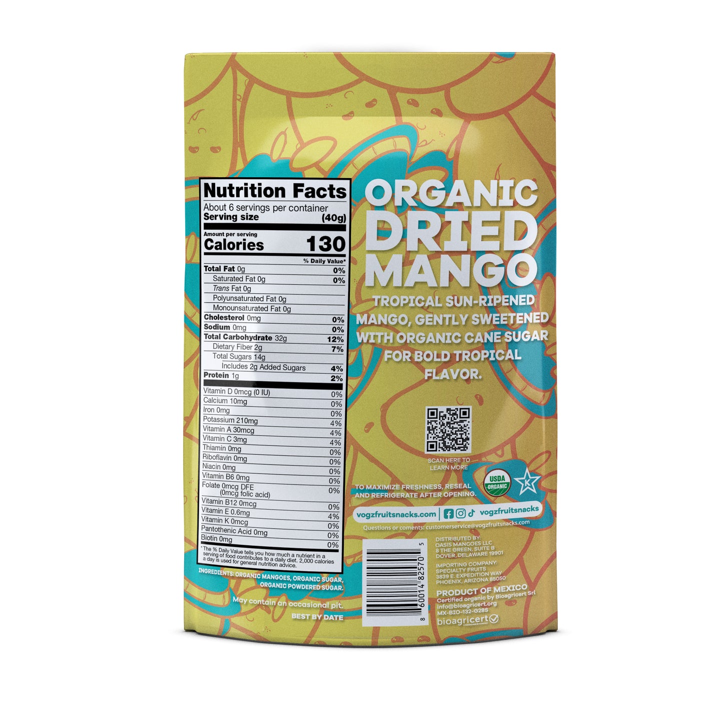 Organic Dried Mango (With Added Organic Cane Sugar)
