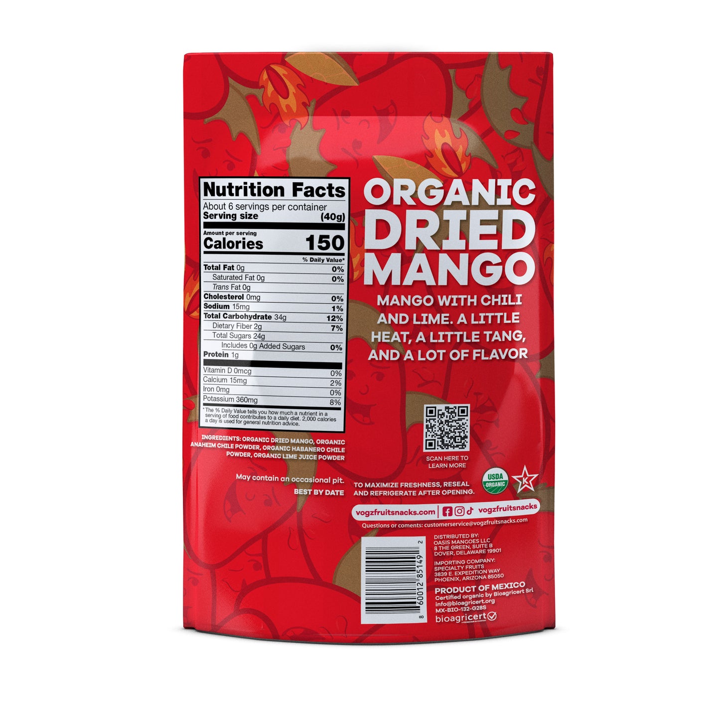 Organic Dried Mango Infused with Lime & Chili