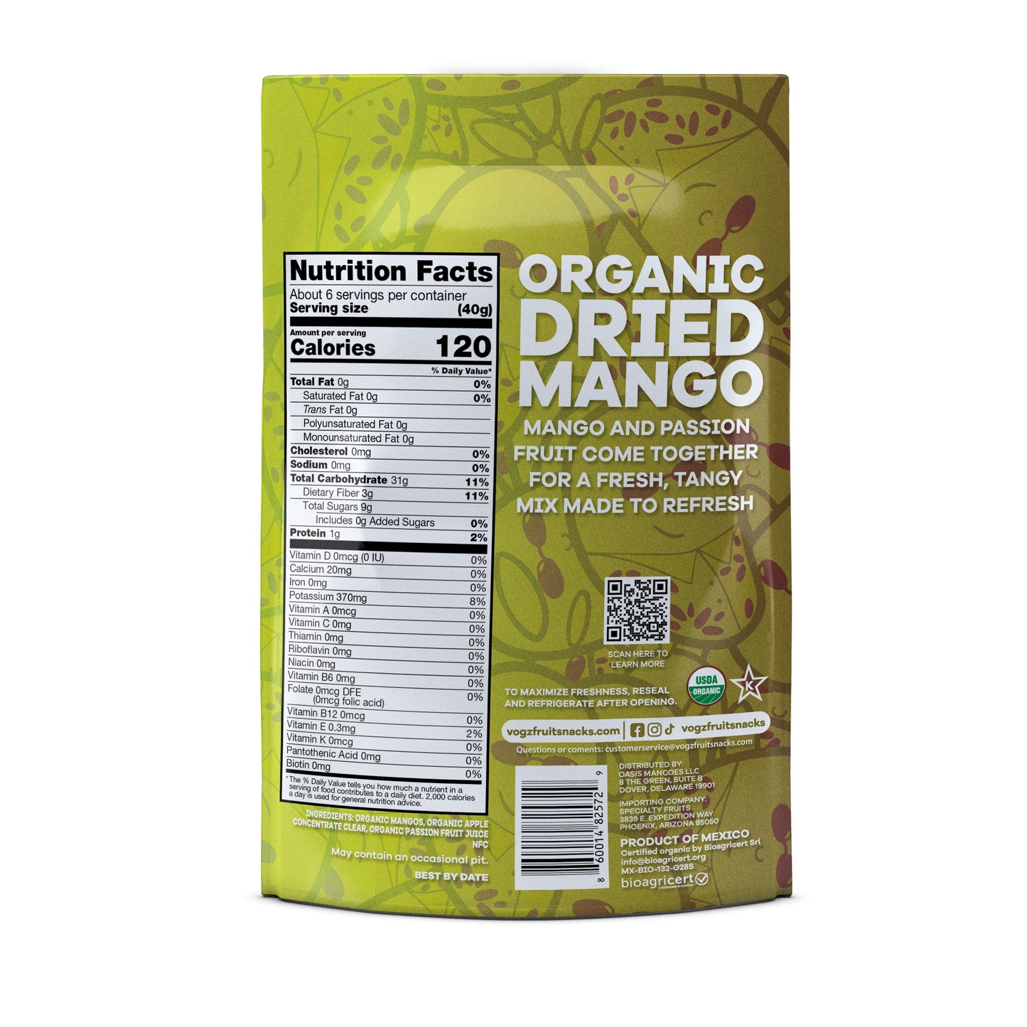 Organic Dried Mango Infused with Passion Fruit